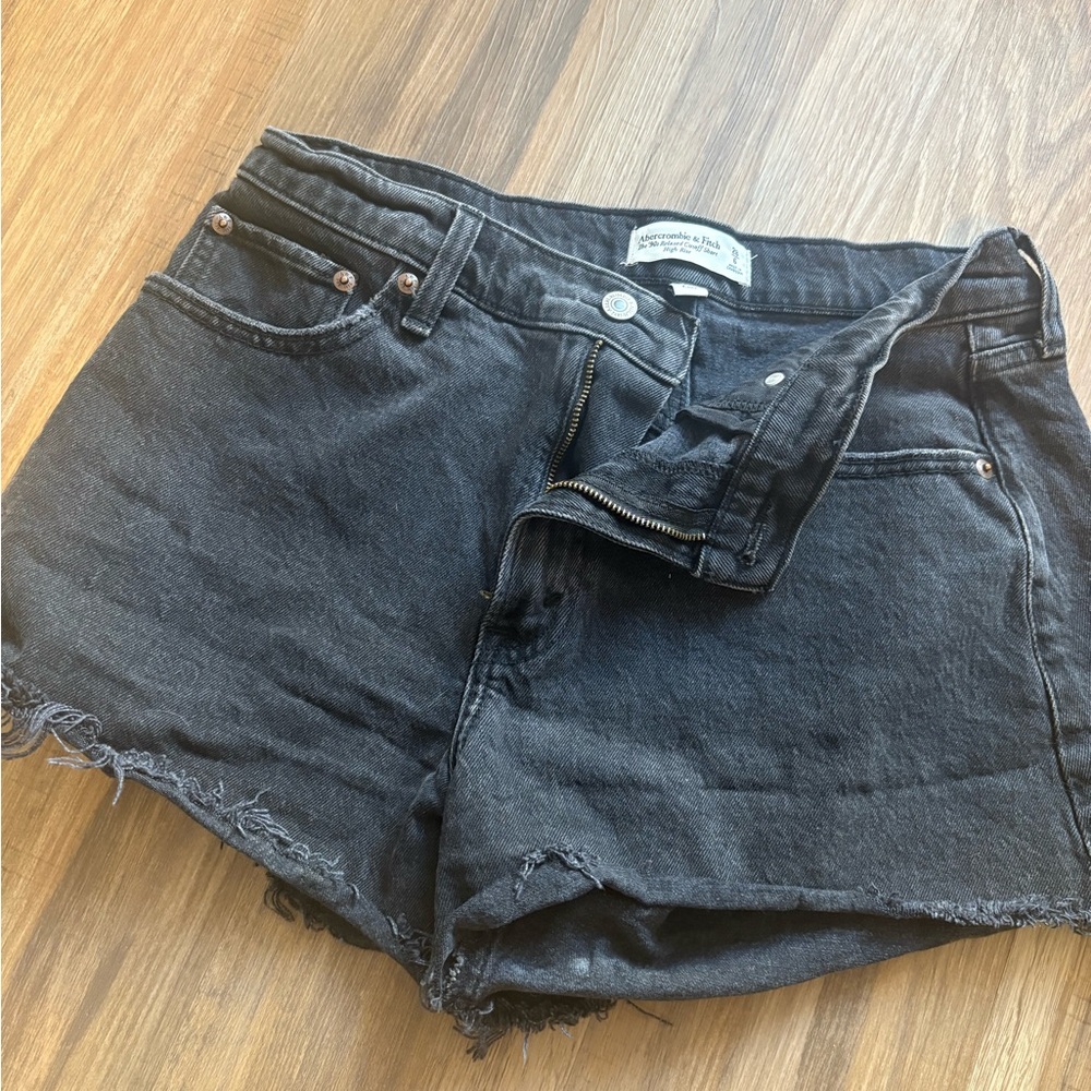 Abercrombie & Fitch Charcoal Gray High-Rise Cutoff Shorts